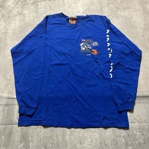 Pirana Joe Grand Turk Navy Blue Travel Casual Crew Neck Long Sleeve Men's Medium